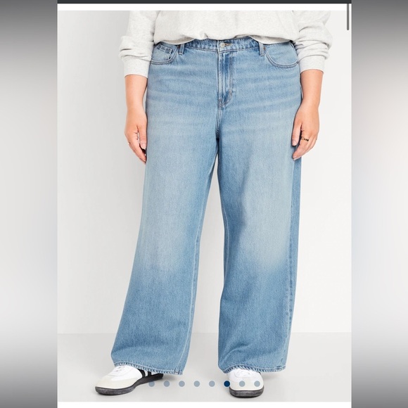Old navy plus size women’s midrise baggy wide leg jeans size 30 NWT light wash - Picture 1 of 13